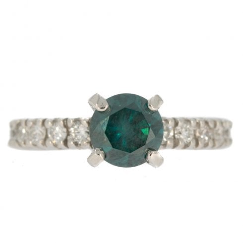 Vintage Platinum Blue Diamond Solitaire & Diamond Eternity Band