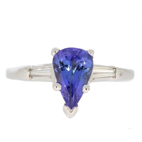 Vintage Platinum Tanzanite & Diamond Ring
