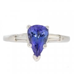 Vintage Platinum Tanzanite & Diamond Ring