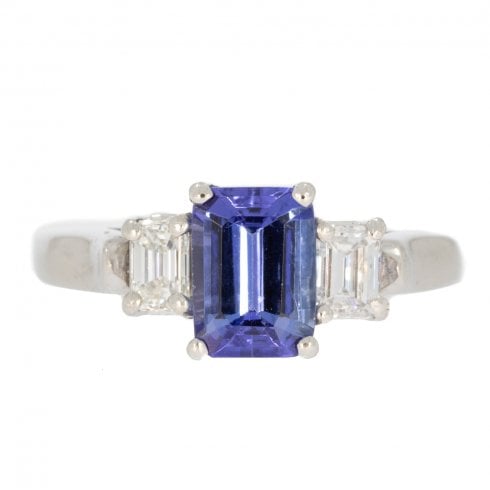Vintage Platinum Tanzanite & Diamond Ring