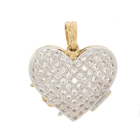 Vintage Reversible Gold Cubic Zirconia Heart Locket