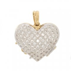 Vintage Reversible Gold Cubic Zirconia Heart Locket