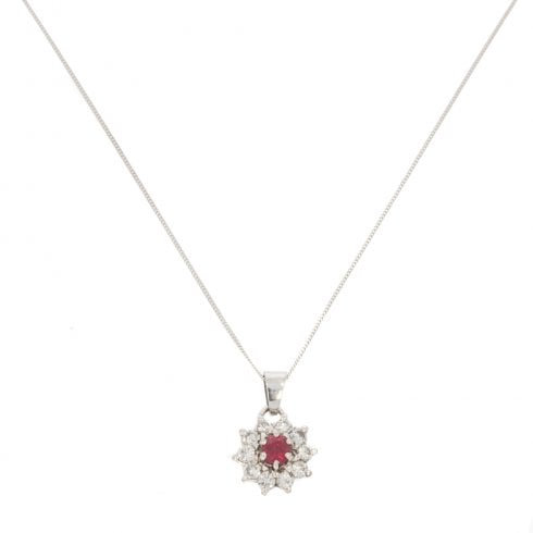 Vintage Ruby & Diamond Cluster Pendant