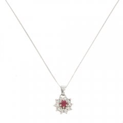 Vintage Ruby & Diamond Cluster Pendant