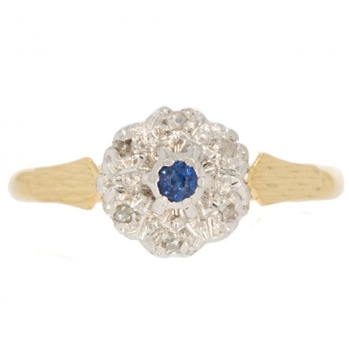 Vintage Sapphire & Diamond Cluster Ring
