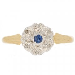 Vintage Sapphire & Diamond Cluster Ring