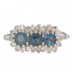 Vintage Sapphire & Diamond White Gold Cluster Ring