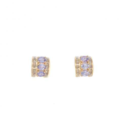Vintage Tanzanite and Diamond Stud Earrings