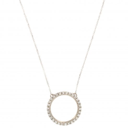 Vintage White Gold Diamond Circle Pendant