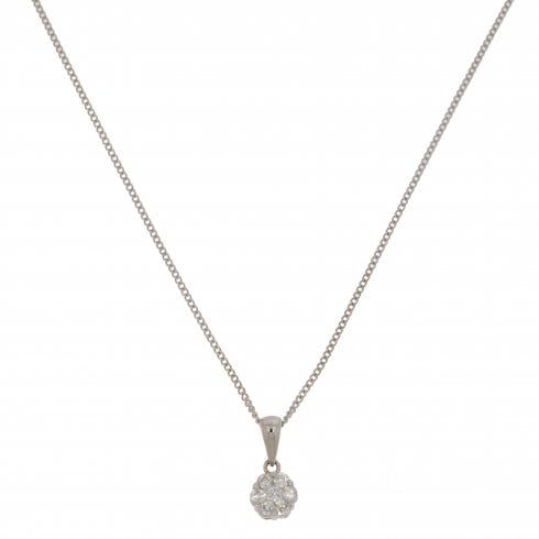 Vintage White Gold Diamond Cluster Pendant