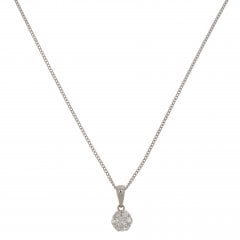 Vintage White Gold Diamond Cluster Pendant
