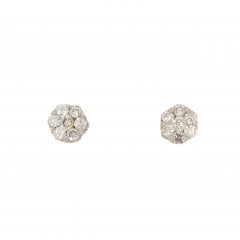 Vintage White Gold Diamond Cluster Stud Earrings