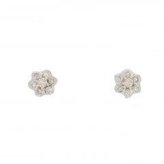 Vintage White Gold Diamond Daisy Stud Earrings