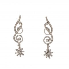 Vintage White Gold Diamond Drop Earrings