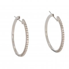 Vintage White Gold Diamond Hoop Earrings