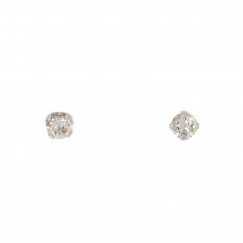 Vintage White Gold Diamond Stud Earrings