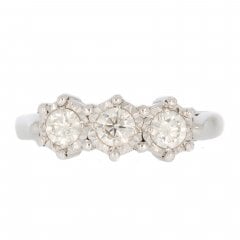 Vintage White Gold Diamond Three Stone Ring