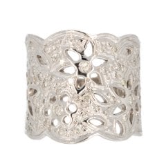 Vintage White Gold Floral Dress Ring