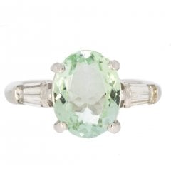 Vintage White Gold Green Tourmaline & Diamond Ring