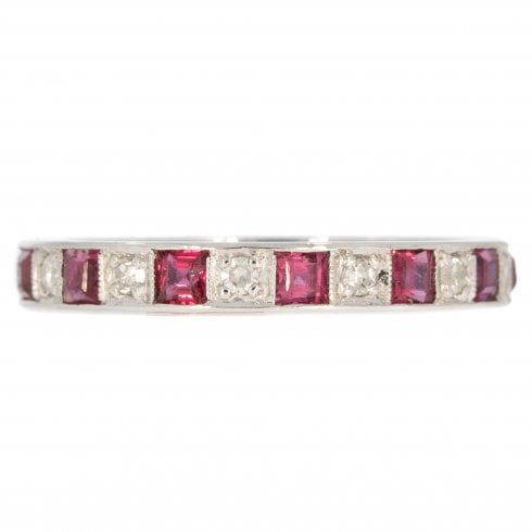 Vintage White Gold Ruby & Diamond Eternity Ring