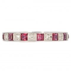 Vintage White Gold Ruby & Diamond Eternity Ring