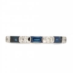 Vintage White Gold Sapphire & Diamond Half Eternity Ring