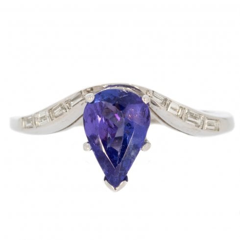 Vintage White Gold Tanzanite & Diamond Ring