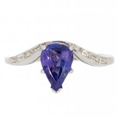 Vintage White Gold Tanzanite & Diamond Ring