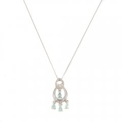 White Gold Aquamarine & Diamond Pendant