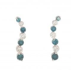 White Gold Blue & White Diamond Drop Earrings