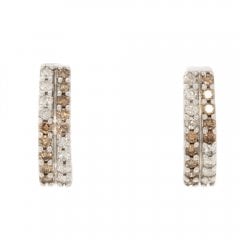 White Gold Cinnamon & White Diamond Half Hoop Earrings