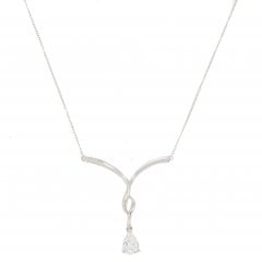 White Gold Cubic Zirconia Drop Necklace