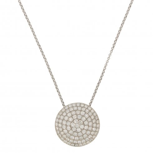 White Gold Diamond Circle Cluster Pendant