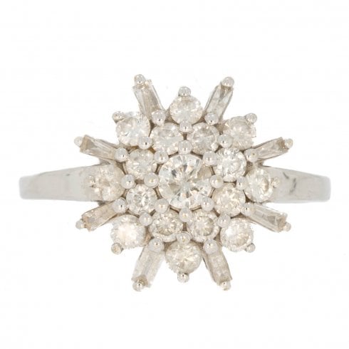 White Gold Diamond Cluster Ring