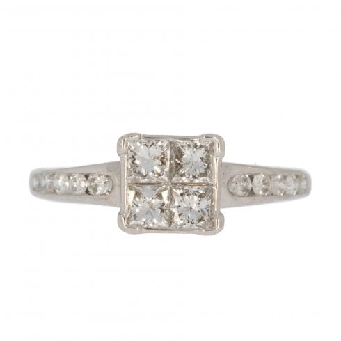 White Gold Diamond Cluster Ring