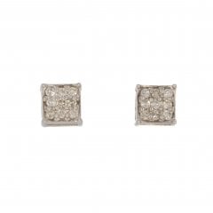 White Gold Diamond Cluster Stud Earrings