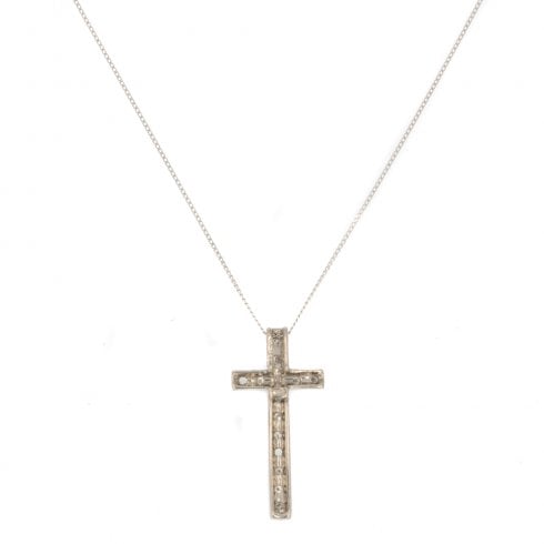 White Gold Diamond Crucifix Pendant