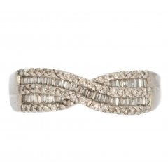 White Gold Diamond Half Hoop Twist Ring
