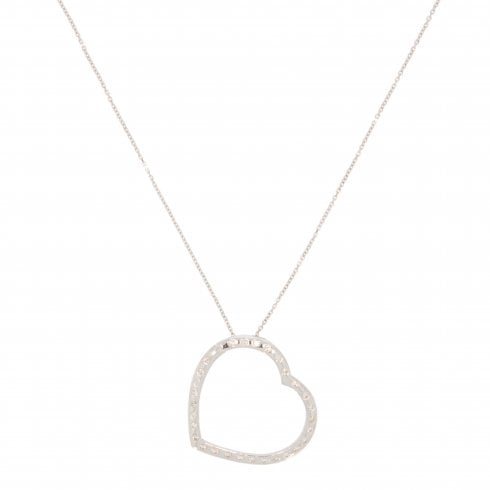 White Gold Diamond Heart Pendant t