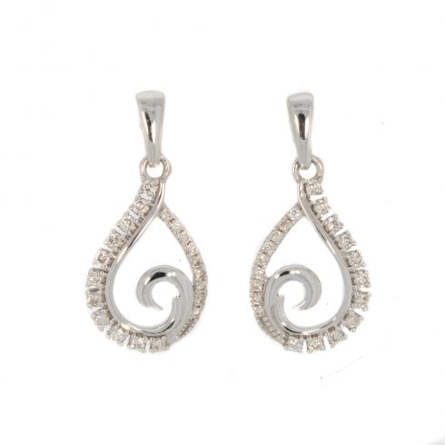 White Gold Diamond Pear Drop Earrings