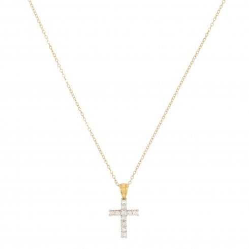 White Gold Diamond Set Cross Pendant