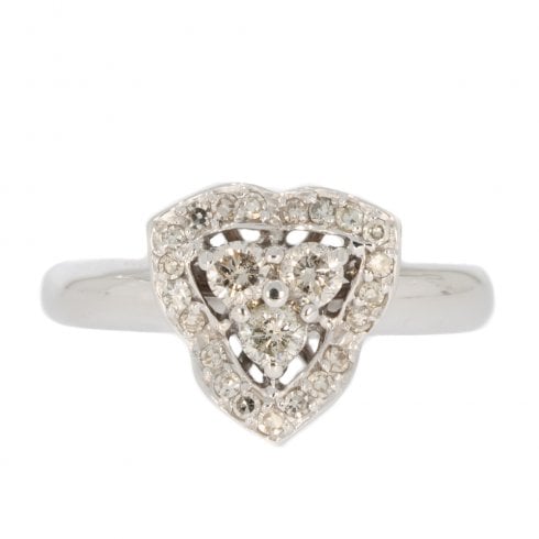 White Gold Diamond Shaped Cluster Ring
