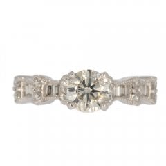 White Gold Diamond Solitaire with Mixed-Cut Shoulders