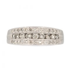 White Gold Diamond Three Row Ring