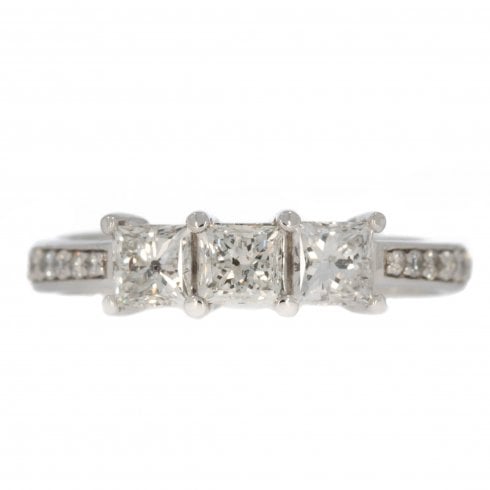 White Gold Diamond Three Stone Ring