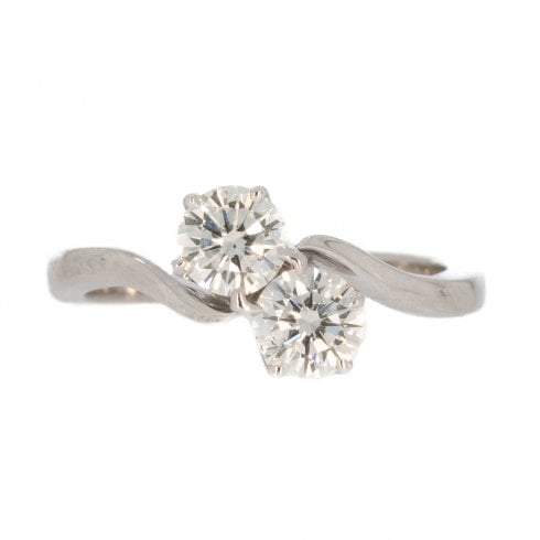 White Gold Diamond Two Stone Ring