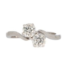 White Gold Diamond Two Stone Ring
