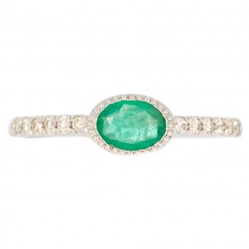 White Gold Emerald & Diamond Ring