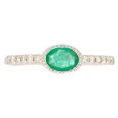 White Gold Emerald & Diamond Ring