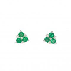 White Gold Emerald & Diamond Stud Earrings